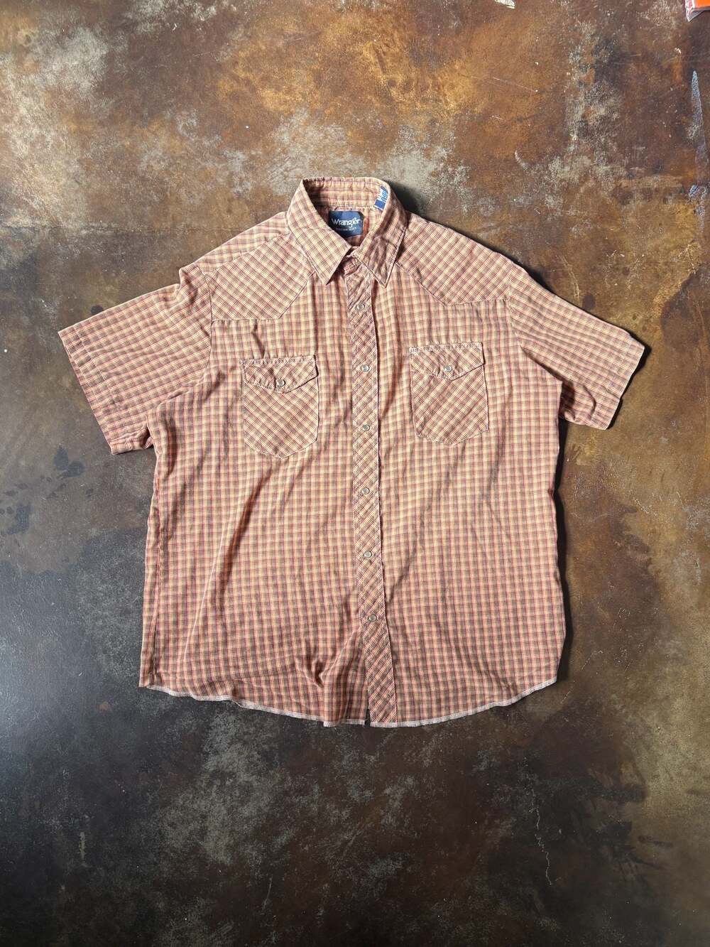Wrangler Men's Western Shirt Short Sleeve Plaid Button-Down